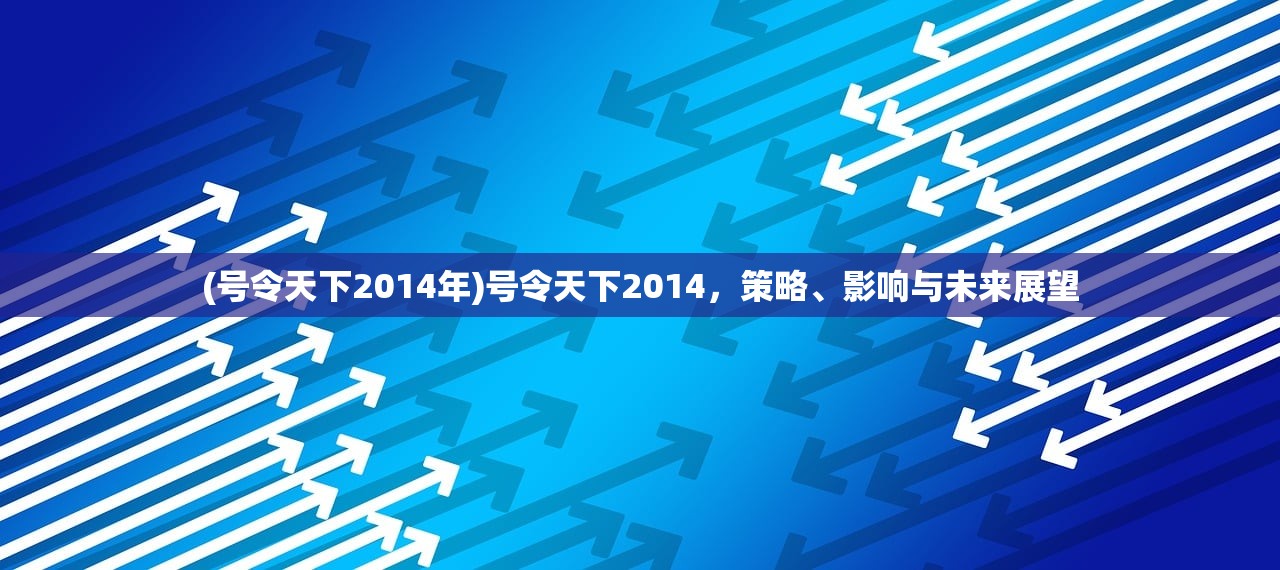 (号令天下2014年)号令天下2014，策略、影响与未来展望